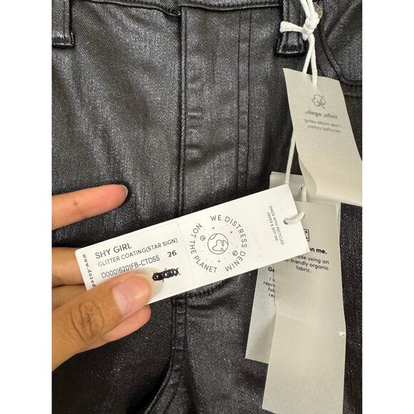 Daze Shy Girl Glitter Coated Black Pants Jeans NWT Size 26 - Picture 2 of 7